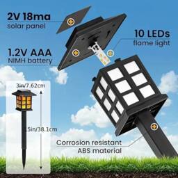NESTLUNE Solar LED Flickering Flame Torch Stake Lights 4 in Black - thumbnail 2