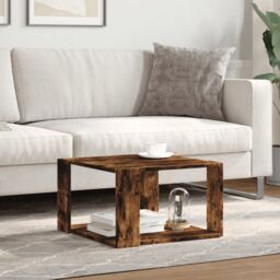 Berkfield Home Coffee Table Smoked Oak 51.5x51.5x30 cm Engineered Wood in Brown - thumbnail 3