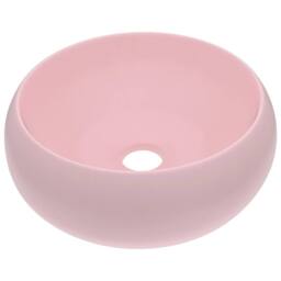 Berkfield Home Luxury Wash Basin Round Matt Pink 40x15 cm Ceramic