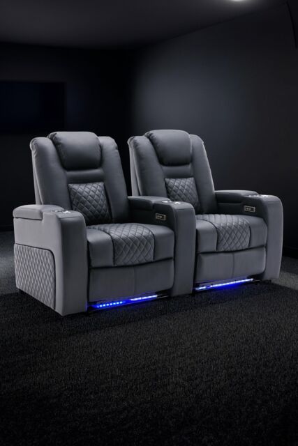 More4Homes Broadway 2 Seater Cinema Electric Recliner Chair USB Charging LED Base in Black - image 1
