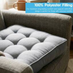 Harbour Housewares Square Armchair Booster Cushion - 50 x 50cm in Cream - Size: 50 x 50 cm - thumbnail 4