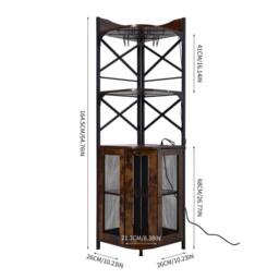 EONLION Brown 5-Tier Industrial Corner Wine Cabinet Storage - Size: 100 cm - thumbnail 2