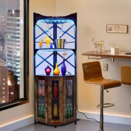 EONLION Brown 5-Tier Industrial Corner Wine Cabinet Storage - Size: 100 cm