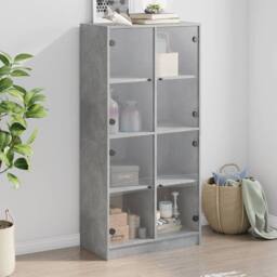 Berkfield Home Highboard with Doors Concrete Grey 68x37x142 cm Engineered Wood - Size: 68 x 37 x 142 cm