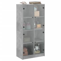 Berkfield Home Highboard with Doors Concrete Grey 68x37x142 cm Engineered Wood - Size: 68 x 37 x 142 cm - thumbnail 5