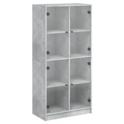 Berkfield Home Highboard with Doors Concrete Grey 68x37x142 cm Engineered Wood - Size: 68 x 37 x 142 cm - thumbnail 2