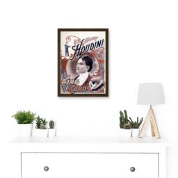 Artery8 Harry Houdini The Magician King Of Cards Escapologist A4 Artwork Framed Wall Art Print in Brown - thumbnail 2