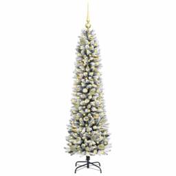 Berkfield Home Artificial Christmas Tree with 150 LEDs Green & white 150 cm - thumbnail 3