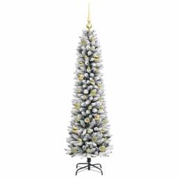 Berkfield Home Artificial Christmas Tree with 150 LEDs Green & white 150 cm - thumbnail 4