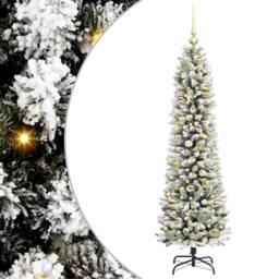 Berkfield Home Artificial Christmas Tree with 150 LEDs Green & white 150 cm - thumbnail 2