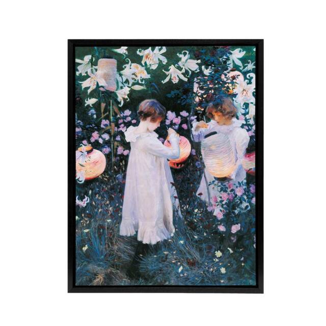 "Artery8 John Singer Sargent Carnation Lily Rose Framed Canvas Wall Art Print - Size: W12"" x H16""" - image 1