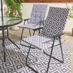OHS 2 x Geo Print Garden Seat Pad Outdoor High Back Chair Cushion in Grey - thumbnail 1