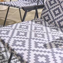 OHS 2 x Geo Print Garden Seat Pad Outdoor High Back Chair Cushion in Grey - thumbnail 3