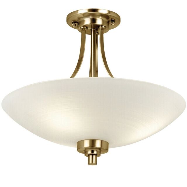Loops Semi Flush Ceiling Light Antique Brass Glass 3 Bulb Feature Lamp Holder Fitting in Clear - image 1