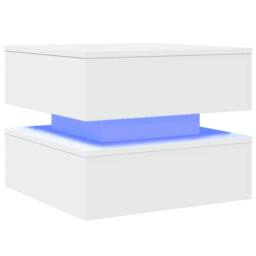 Berkfield Home Coffee Table with LED Lights White 50x50x40 cm - Size: 50 x 50 x 40 cm - thumbnail 3