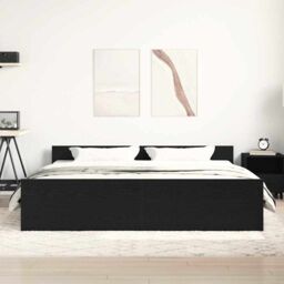 Berkfield Home Bed Frame without Mattress Black Oak 180x200 cm Engineered Wood in Brown - thumbnail 4