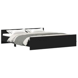 Berkfield Home Bed Frame without Mattress Black Oak 180x200 cm Engineered Wood in Brown - thumbnail 3
