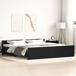 Berkfield Home Bed Frame without Mattress Black Oak 180x200 cm Engineered Wood in Brown - thumbnail 1