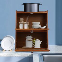 Kelvenix Kitchen Mini Desktop Storage Cabinet in Brown - thumbnail 5