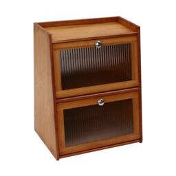 Kelvenix Kitchen Mini Desktop Storage Cabinet in Brown - thumbnail 1