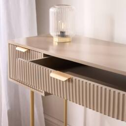 OHS Ribbed Dressing Table Vanity Makeup Desk with 3 Drawers in Natural - thumbnail 2