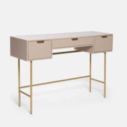 OHS Ribbed Dressing Table Vanity Makeup Desk with 3 Drawers in Natural - thumbnail 4
