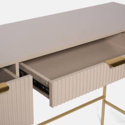 OHS Ribbed Dressing Table Vanity Makeup Desk with 3 Drawers in Natural - thumbnail 5