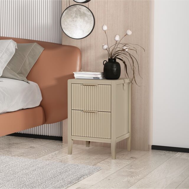Cabinet Bits Castel 2 Drawer Bedside Table in Beige - image 1