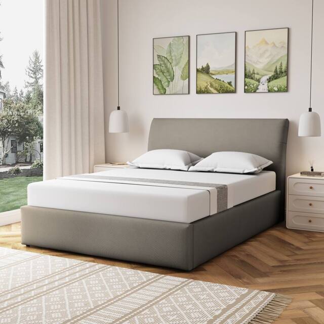Artemis Home Bethany Fabric 150cm Kingsize Ottoman Bed Frame with Storage in Light Brown - Size: King - image 1