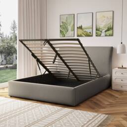 Artemis Home Bethany Fabric 150cm Kingsize Ottoman Bed Frame with Storage in Light Brown - Size: King - thumbnail 4