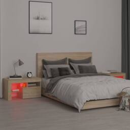 Berkfield Home Bedside Cabinets 2 pcs with LED Lights Sonoma Oak 70x36.5x40 cm in Brown - thumbnail 6