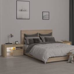 Berkfield Home Bedside Cabinets 2 pcs with LED Lights Sonoma Oak 70x36.5x40 cm in Brown - thumbnail 4