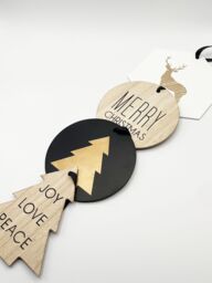 SVNX Wooden Christmas Tree Ornaments - 4 Pack in Beige - thumbnail 2