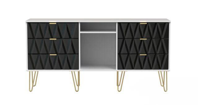 Ready Assembled 2 U Dallas 6 Drawer Sideboard (Ready Assembled) in Black - image 1