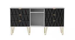 Ready Assembled 2 U Dallas 6 Drawer Sideboard (Ready Assembled) in Black - thumbnail 1