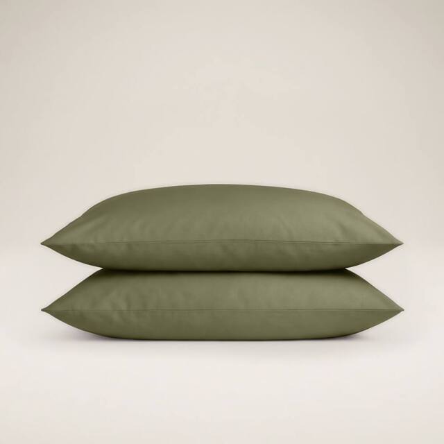 Bedable 100% Cotton Pillowcase Pair Sateen 460 Thread Count in Green - Size: Standard Pillow Case - image 1