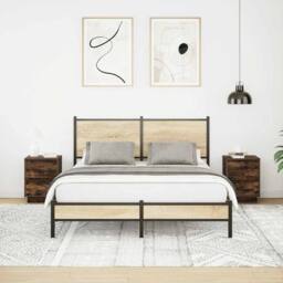Berkfield Home Bedside Cabinets with LED Lights¬†2 pcs Smoked Oak 38x34x50 cm - Size: 38 x 34 x 50 cm - thumbnail 5