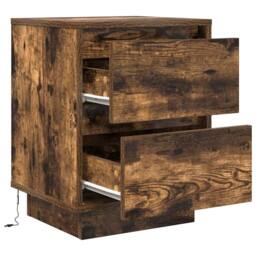 Berkfield Home Bedside Cabinets with LED Lights¬†2 pcs Smoked Oak 38x34x50 cm - Size: 38 x 34 x 50 cm - thumbnail 8
