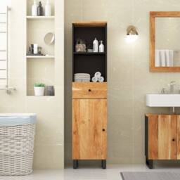 Berkfield Home Bathroom Cabinet 38x33x160 cm Solid Wood Acacia in Brown - Size: 38 x 33 x 160 cm - thumbnail 1