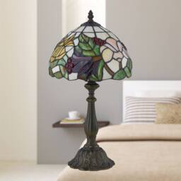 First Choice Lighting Set of 2 Burton - Tiffany Floral 47cm Table Lamps in Bronze - thumbnail 6