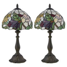 First Choice Lighting Set of 2 Burton - Tiffany Floral 47cm Table Lamps in Bronze - thumbnail 1