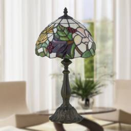 First Choice Lighting Set of 2 Burton - Tiffany Floral 47cm Table Lamps in Bronze - thumbnail 7