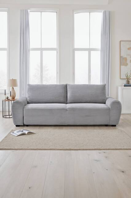 More4Homes Freya 3 Seater Pull Out Jumbo Cord Sofa Bed in Light Grey - image 1
