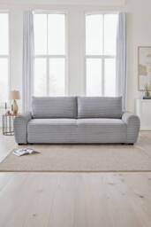 More4Homes Freya 3 Seater Pull Out Jumbo Cord Sofa Bed in Light Grey
