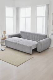 More4Homes Freya 3 Seater Pull Out Jumbo Cord Sofa Bed in Light Grey - thumbnail 2