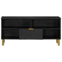 Berkfield Home TV Cabinet Black 100x33x46 cm Engineered Wood - Size: 100 x 33 x 46 cm - thumbnail 1