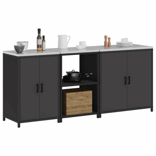 Berkfield Home Modern with Shelf Other with Storage with Door 3 pcs Black Cold-r - image 1