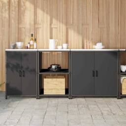 Berkfield Home Modern with Shelf Other with Storage with Door 3 pcs Black Cold-r - thumbnail 2