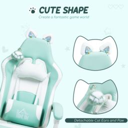 HOMCOM Gaming Chair with Footrest, Reclining Computer Chair, Light Blue - thumbnail 4