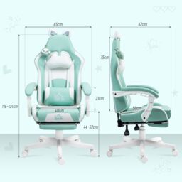 HOMCOM Gaming Chair with Footrest, Reclining Computer Chair, Light Blue - thumbnail 3